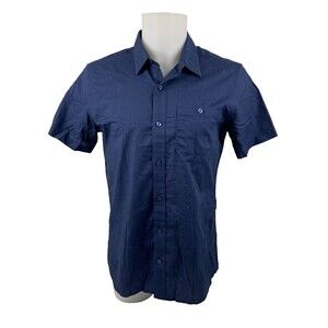 Travis Mathew Men Medium Shirt Blue White Spec Casual Work Golf